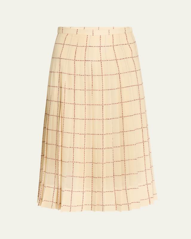 Clea Piot Check Silk Skirt